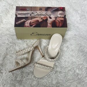 Women's Elegant Cream Braided Heels
